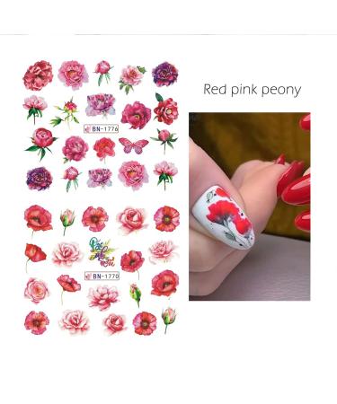 Summer Blooming Flower Nail Art Stickers - Chrysanthemum, Peony & Butterfly Designs | 12 Water Transfer Decals for Manicure - Buy Online on GoSupps.com