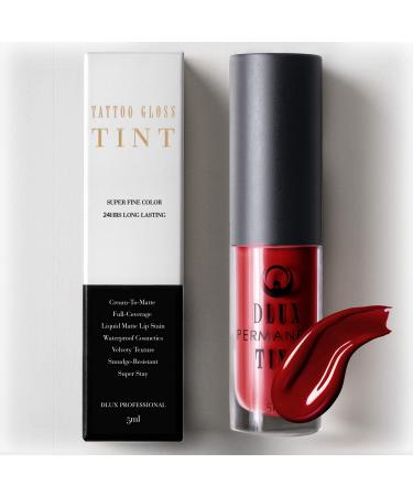 Cream-To-Matte Full-Coverage Liquid Matte Lip Stain Lipstick Long Lasting Waterproof Cosmetics Velvety Texture Smudge-Resistant Super Stay Signature Intense Color 0.16 oz Kissy Red