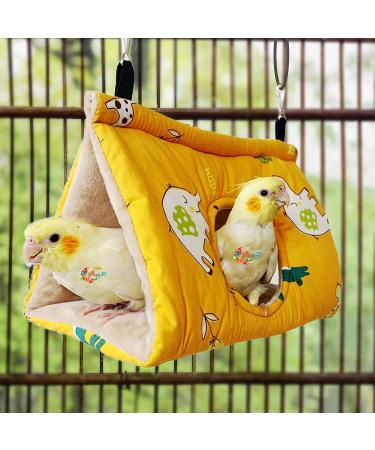 Rypet Winter Warm Bird Nest House - Hanging Hammock Velvet Shed Hut Cage Plush Fluffy Birds Hideaway Sleeping Bed for Parrot Parakeet Cockatiels Budgies Lovebird African Grey - Yellow - Buy Online on GoSupps.com