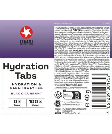 Maxinutrition Hydration Tabs Black Currant - Sugar-Free Electrolyte Tablets for Fitness | Vegan No Artificial Flavors | 6 Pack - Buy Online on GoSupps.com