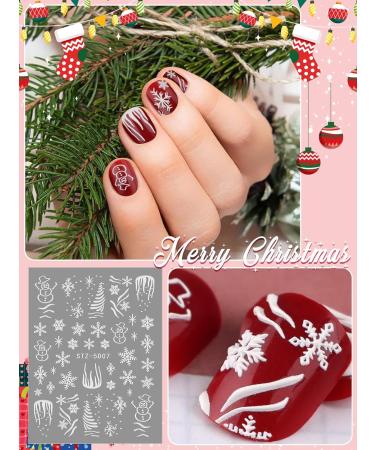 Kalolary 7PCS Christmas Adhesive Nail Art Sticker - 5D Stereoscopic Embossed Snowflake Designs for Women & Girls - Nail Decoration Kit - Buy Online on GoSupps.com