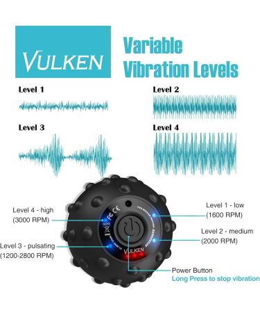 Vulken Acuspher Massage Ball - High Intensity 4-Speed Muscle Relief & Plantar Fasciitis Treatment | Myofascial Relaxation & Foot Massage Roller (Black) - Buy Online on GoSupps.com