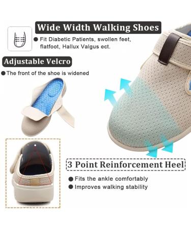 Extra Wide Diabetic Shoes for Men & Women - Adjustable Orthopedic Slippers for Plantar Fasciitis, Non-Slip Sandals for Seniors - Light Blue - Buy Online on GoSupps.com