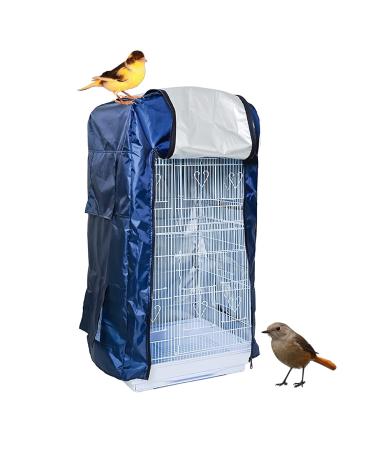 Bird Cage Covers, Dark Blue Color Large Birdcage Cover, Warm Windproof Waterproof Shell Shield for Square or Long Cage Crate