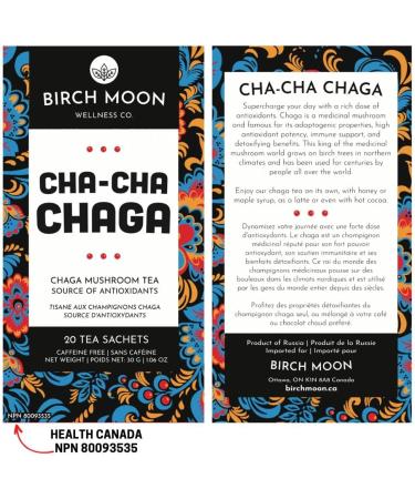 Cha-Cha Chaga Tea - 20 Tea Bags | Chaga Mushroom Tea - Inonotus Obliquus | Wild-harvested Siberian Chaga Powder - Antioxidant Tea | Birch Moon Wellness Teas - Buy Online on GoSupps.com