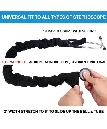 Stretchy Stethoscope Cover Scrunchie - Universal Fit | Slim Sleeve for Stethoscopes - Black - Buy Online on GoSupps.com