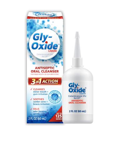 Gly-Oxide Alcohol-Free Antiseptic Mouth Sore Rinse, 2 oz Gly-Oxide Oral Cleanser 2 Fl Oz (Pack of 1)