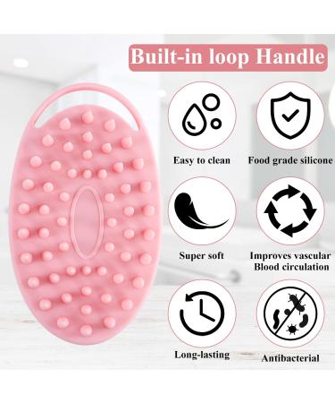 Silicone Body Scrubber Loofah 2 Pack - Exfoliating Bath Brush for Shower - Shampoo Brush - Soft Silicone Body Scrub for Men Women - Pink & Blue - Buy Online on GoSupps.com
