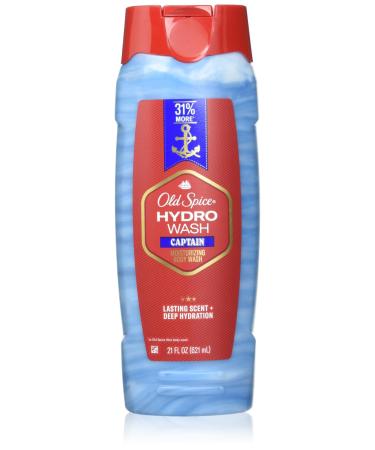 Old Spice Moisturizing Body Wash for Men Hydro Wash 2-in-1 Long Lasting Scent & Deep Hydration 24/7 Shower Fresh Captain Scent 21 oz (Pack of 4)