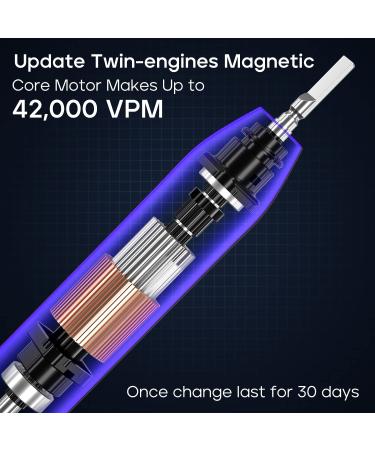 SEAGO Ultrasonic Electric Toothbrush for Adults - Twin-Engine, 3 Modes, 3 Intensities - Wireless Rechargeable Sonic Toothbrush with 8 Brush Heads and Travel Set - Black - Buy Online on GoSupps.com