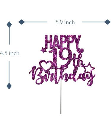 Tenhaisi Glitter Purple Happy 19th Birthday Cake Topper 19 & Fabulous Cake Topper - 19th Happy Birthday Food Picks - Cheers to 19 Years Birthday/Wedding Anniversary Party Supplies - Buy Online on GoSupps.com