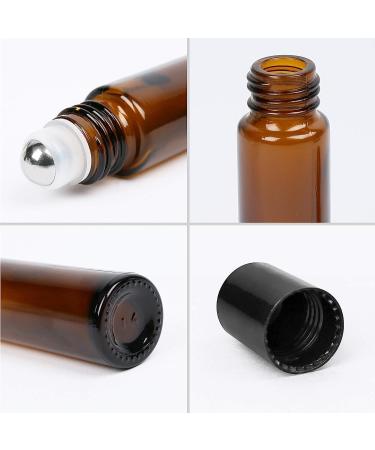 LotFancy 6pc 10ml Amber Glass Roller Bottles with Stainless Steel Roller Balls & Droppers - Buy Online on GoSupps.com