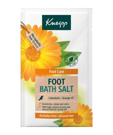Kneipp foot bath salt relaxing ideal for tired and horny feet desodorizing cleaning and maintaining with natural salt solution marigold extract jojoba oil and orange oil 40 g swimming salt 500 g