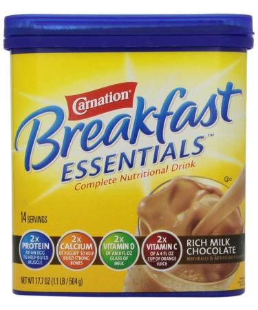 Carnation Breakfast Essentials Powder Drink Mix, Rich Milk Chocolate, 17.7 Ounce Jar (Packaging May Vary)