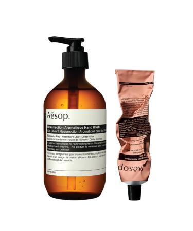 Aesop Resurrection Aromatique Hand Wash + Resurrection Hand Balm | Cleanse Exfoliate Nourish and Soften Hands | Paraben-Free + Cruelty-Free + Vegan | 16.9 oz + 1.69 oz
