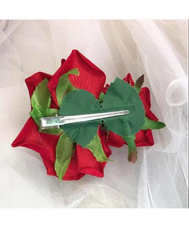 Rose Flower Bohemia Hairpin - Red Bride Hanfu Costume Hair Comb for Wedding Party - Buy Online on GoSupps.com