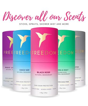 Freedom EWG Verified Natural Aluminum-Free Deodorant Stick - Black Rose | Sensitive Skin, Cruelty-Free, 100% Effective for Men & Women - Buy Online on GoSupps.com