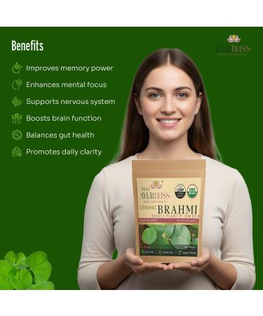 100% Organic Brahmi Powder, Ayurvedic Bacopa Monnieri for Memory, Focus and Nervous System Care, Nootropic Brain Support Blend for Cognitive Wellness, Gut Balance - 16oz 16 Ounce (Pack of 1) - Buy Online on GoSupps.com