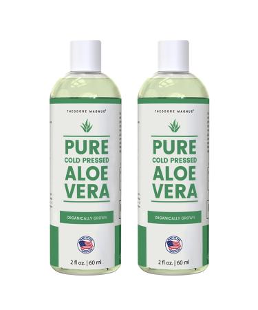 THEODORE MAGNUS Aloe Vera Gel - Pure Organic Cold Pressed - for Face Hair and Body - 2 Fl Oz - 2pk 1 Fl Oz (Pack of 2)