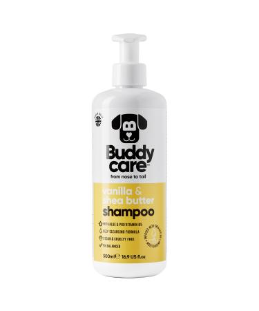 Vanilla & shea butter dog shampoo from Buddycare - Moisturizing Shampoo for Dogs - Freshly fragrant - with aloe vera and pro -vitamin B5 (500ml) vanilla and shea butter 500ml - Buy Online on GoSupps.com