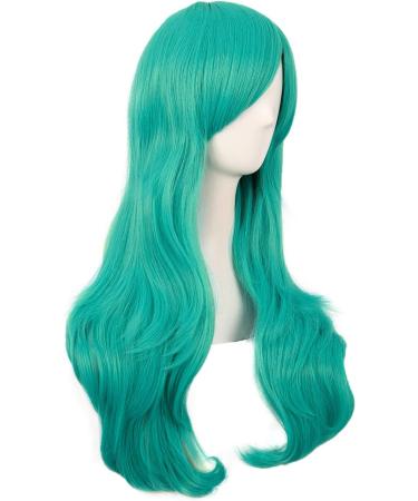 MapofBeauty 28 Inch Women's Side Bangs Long Curly Cosplay Wig - Light Sea Green - Buy Online on GoSupps.com