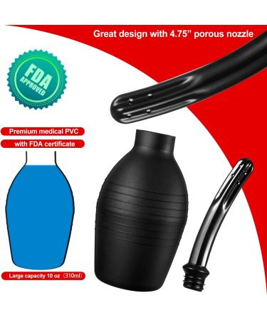 10oz Silicone Enema Bulb Douche for Men & Women - Reusable & Leakproof Douche Ball with 8 Flushing Holes - Colon Cleansing & Anal Hygiene - Black - Buy Online on GoSupps.com