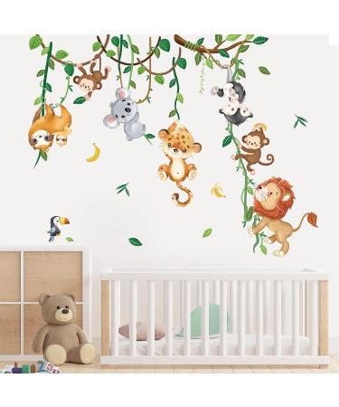 DecalMile Jungle Animals Climbing Tree Wall Decals - Baby Nursery & Kids Room Decor - Buy Online on GoSupps.com