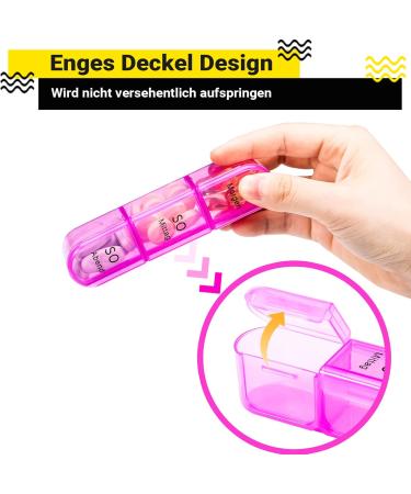 7-Day Pillbox with 3 Compartments - German Medication Organizer for Daily Use (Pink) - Ideal for Tablets & Vitamins - Buy Online on GoSupps.com