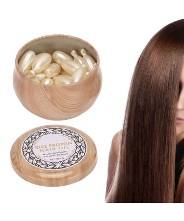 30pcs Hair Care Capsules  Rice Water Soothing Moisturizing Nourishing Hair Treatment Oil Capsules for Frizzy and Damaged Hair Daily Repairing