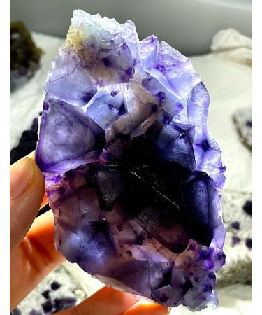 Natural Crystal Rough 124g Natural Purple Green Octahedron Fluorite Cluster Crystal