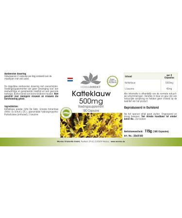 WARNKE VITAL SUBSTANCES Cats claw Capsules 500mg U a The Gato Caps claw 180 Capuls vegan HERBADIRE RECKTY by Warnke Valthys German pharmacists qualitia - Buy Online on GoSupps.com