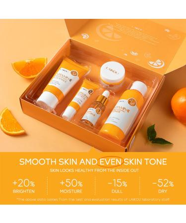 Vitamin C Skincare Set - 5 PCS Day & Night Skin Care Gift Set for Women & Teenage Girls - Cleanser Toner Serum Cream & Eye Cream - Buy Online on GoSupps.com