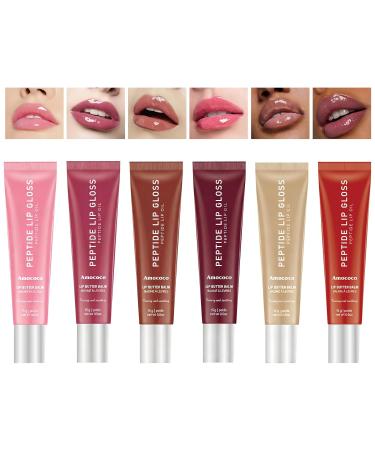 Amococo Peptide Lip Gloss Balm for Moisture & Shine Hydrating Lip Butter Balm with Hyaluronic Acid & Shea Butter 0.5oz (01# & 05#) - Buy Online on GoSupps.com