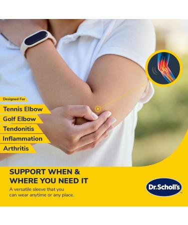 Dr. Scholl's Compression Elbow Sleeve for Pain Relief - Breathable Copper Infused Fabric (S/M) - All-Day Support for International Shipping - Buy Online on GoSupps.com