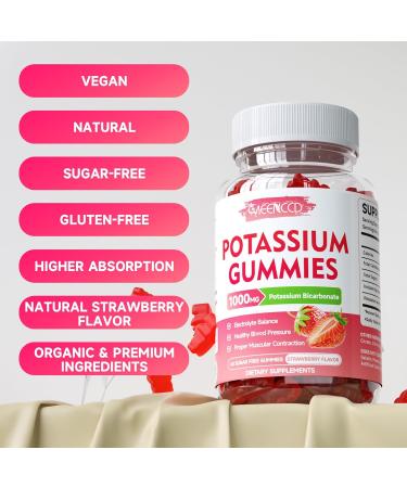 Potassium Gummies 1000mg Potassium Bicarbonate Supplement for Adults & Kids Potassium Supplement for Electrolyte Balance & Muscle Heath Sugar-Free Strawberry Flavor 60 Count 60 Count (Pack of 1) - Buy Online on GoSupps.com