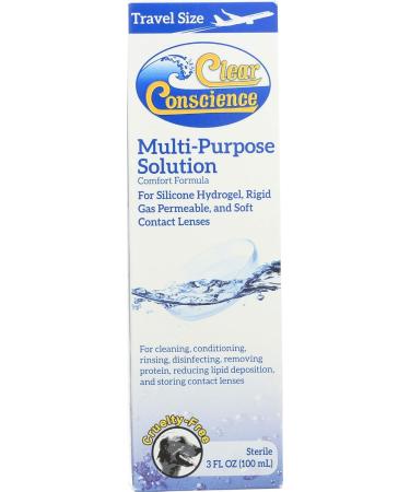 Cruelty-Free Multi-Purpose Contact Lens Solution - Travel Size 3 Fl Oz Mild Cleansing & Conditioning Solution for Contact Lenses by Clear Conscience - Buy Online on GoSupps.com