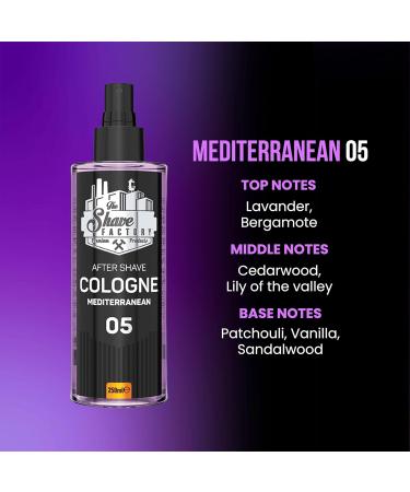the shave factory After Shave Cologne Series (05 Mediterranean 250ml (8.45 fl. oz)) 05 Mediterranean 8.45 Fl Oz (Pack of 1) - Buy Online on GoSupps.com