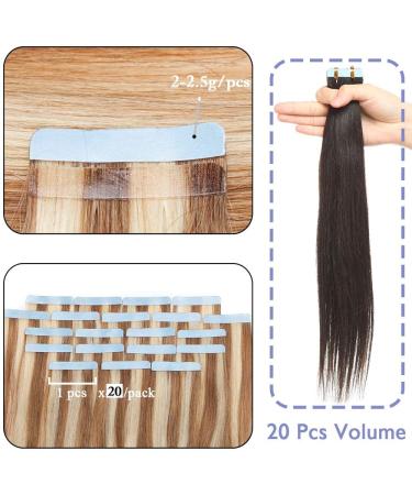 Elailite 20PCs Tape Extensions | Real Human Hair Remy 40cm - #12/613 Gold Brown & Blonde - Buy Online on GoSupps.com