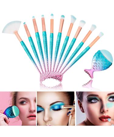 Shop 3D Mermaid Makeup Brush Set | 11 Professional Cosmetic Brushes for Foundation Powder Eyeshadow & More - Worldwide Shipping - Buy Online on GoSupps.com