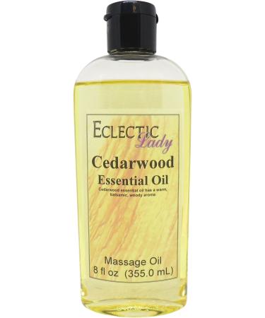 All Natural Cedarwood Massage Oil 8 oz 100% Natural Ingredients with Sweet Almond & Jojoba Oil Relaxing Scent for Men & Women 8 Ounce
