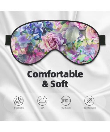 Watercolor Hydrangea Rose Sleep Mask for Men & Women | Soft Adjustable Eye Covers for Travel & Sleep | Aesthetic Blackout Mask - Buy Online on GoSupps.com