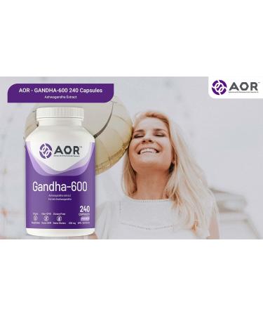 AOR - Gandha-600 240 Capsules - Ashwagandha 600mg for Edema Relief - Ashwagandha Extract Supporting Energy and Vitality - Ashwagandha Supplement for Men and Women - Buy Online on GoSupps.com