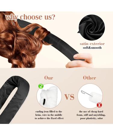 Silk Ribbon Heatless Curling Headband - Overnight Hair Curlers with Hair Clips for Long Hair - Black - Buy Online on GoSupps.com