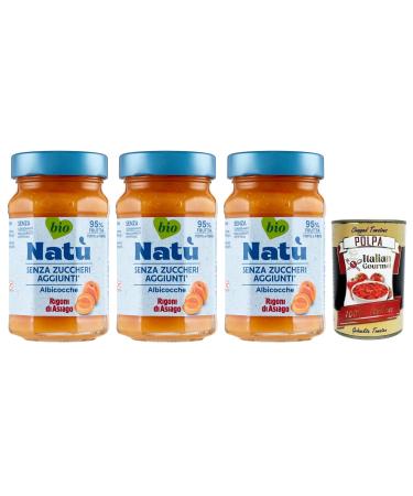 Italian Gourmet E.R. Rigoni di Asiago Nat Apricots Organic Apricot Jam without Added Sugar 240 g + Tomato Pulp Italian Gourmet Tomato Pulp 400 g Box