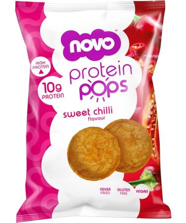Novo Nutrition | Protein Pops | Healthy Savoury Snack with High Protein Low Sugar and High Fibre | Pack of 6 x 45g (Sweet Chilli) - Buy Online on GoSupps.com