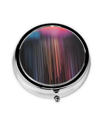 Colorful Rainbow Rainround Pill Box 3 Compartment Round Pill Box Organizer Portable Travel Pill Box for Traveling.
