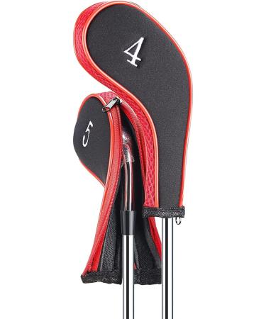 Sword & Shield Neoprene Zipper Golf Club Iron Head Covers 10pcs Set - Red & Black - Buy Online on GoSupps.com