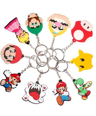 LGUZAKO Party Bag Fillers for Kids 10 Keychains Party Fvours for Birthday Christmas Crackers (Mario)