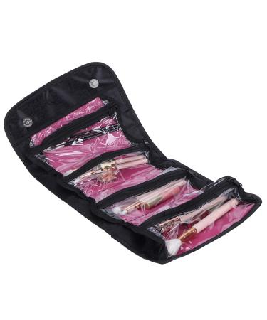 Multifunctional make-up brush pocket cosmetic bag with separate storage compartments 4 pockets make-up organizers brushes and make-up 25 x 13 cm (black)