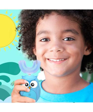 FLINEVE Kids U-Shaped Electric Toothbrush - 3 Cleaning Modes, Whitening Massage, Cartoon Design, Blue, Ages 7-15 - Buy Online on GoSupps.com